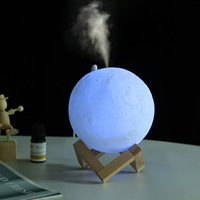 Lampe lunaire 3D grande capacité, humidificateur d'air, diffuseur d'huiles essentielles USB avec support en bois, veilleuse, accepte le logo personnalisé