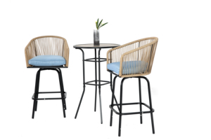 Hot Selling Modern Set of <strong>2</strong> Rattan Swivel <strong>Bar</strong> <strong>Stools</strong> with 360 Rotation for Outdoor Use Made in China - Product Image 3