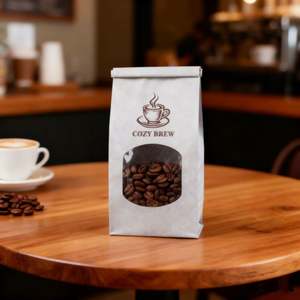 Custom Logo Printed <b>Reusable</b> Tin Tie Kraft Paper <b>Food</b> Packaging <b>Pouches</b> with Recycled Materials for Coffee Whole Bean Storage - Product Image 1