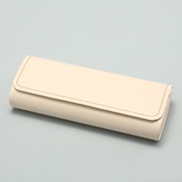 Étui à lunettes rigide en cuir PU cousu à la main, texture fine, boîte à lunettes à charnière, étui de rangement portable pour lunettes de myopie