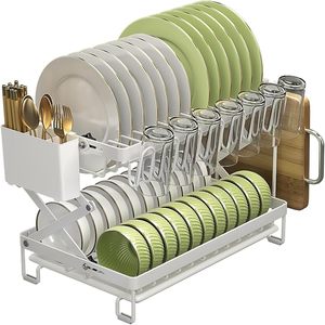 Tốt Nhất Bán Tốt Grips Carbon Thép Gấp Phẳng Món Ăn Khô Giá 2-Tier Với drainboard, Cho Nhà Bếp Truy Cập Đóng Mở - Product Image 2