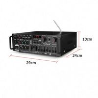 Amplificateur de Puissance Professionnel OEM 200+200W Stéréo avec BT et Égaliseur, Mini Ampli Maison Voiture, Écran LED, 4 Entrées Microphone