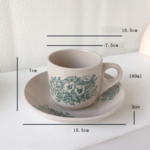 Juego <span class=keywords><strong>de</strong></span> Taza y Platillo <span class=keywords><strong>de</strong></span> Cerámica con Diseño Floral Clásico Vintage, Taza <span class=keywords><strong>de</strong></span> Té Estilo Malasio Resistente a Altas Temperaturas, Ideal para Regalo - Product Image 2