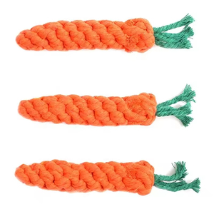 ของเล่นแครอทสำหรับสัตว์เลี้ยงแบบทนทาน ทำจากฝ้ายถักมือ รูปทรงแครอท ของเล่นเชือกฝ้ายสำหรับสัตว์เลี้ยง ของเล่นเชือกกัดแทะสำหรับสัตว์เลี้ยง - Product Image 1