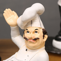 SE7 ART Statue de chef en résine faite à la main et peinte à la main, décoration de table de Pâques, décoration de restaurant, pochoirs de décoration de gâteaux, salle à manger