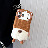 Nouvelle Coque de Téléphone en Peluche Douce 3D Motif Chien Corgi de Dessin Animé pour iPhone 18 Pro Max 17 16 15 14 avec Cordon Tressé de Poignet et Housse de Protection