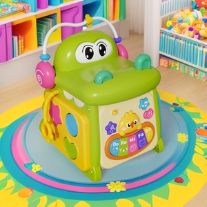 Jouets éducatifs Montessori multifonctionnels sensoriels pour bébés à 7 faces, cube d'activités avec animaux, crocodile, jouets d'éveil - Product Image 2