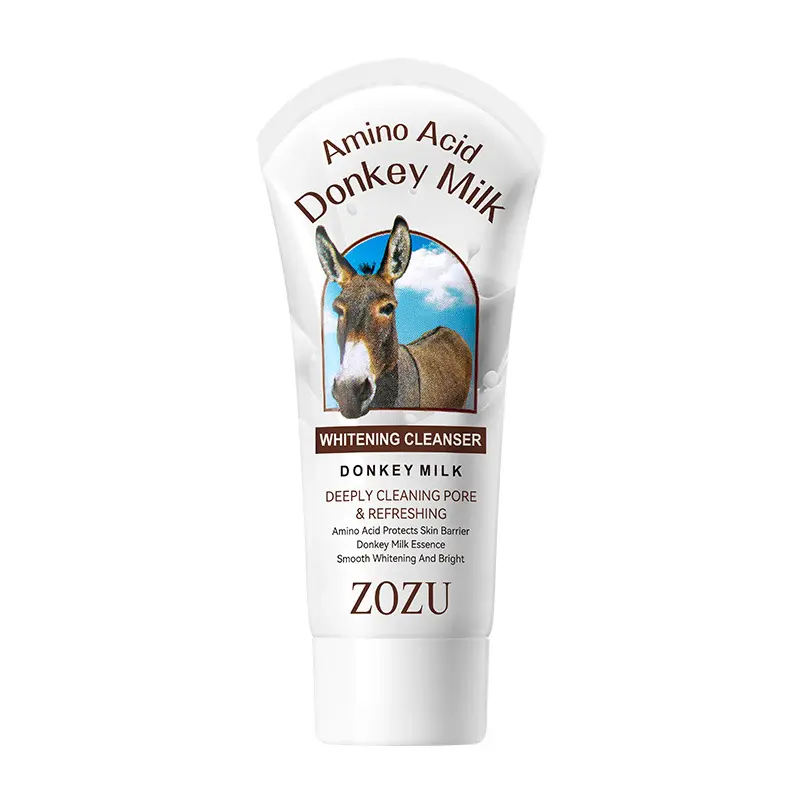 Susu keledai pembersih wajah dalam bersih organik halus kaya busa Perawatan Wajah asam Amino pemutih pencuci wajah pembersih wajah