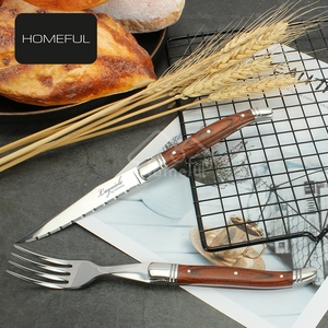 Ensemble de couverts de luxe <span class=keywords><strong>Laguiole</strong></span> en acier inoxydable, couteau et <span class=keywords><strong>fourchette</strong></span> à steak, couverts avec <span class=keywords><strong>manche</strong></span> en <span class=keywords><strong>bois</strong></span> Pakka poli miroir pour 6/24 pièces - Product Image 3