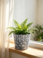 Pot Bunga Besar Grosir 7.5" Ukiran Tangan Motif Bunga Putih Logam Galvanis untuk Dalam & Luar Ruangan Gaya Rustic Amerika