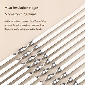 Brochetas de barbacoa planas de acero inoxidable, brochetas de metal reutilizables para <span class=keywords><strong>kebab</strong></span> con diseño antideslizante, brochetas para barbacoa al aire libre - Product Image 4