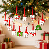 12 Pièces Décoration de Noël Art Déco en Bois, Ornements de Village, Pendentifs de Noël, Père Noël, Bonhomme de Neige, Arbre, pour Fêtes, Mariages, Anniversaires, Saisonnier
