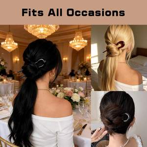 Horquilla para el pelo de 13 cm de tamaño grande con diseño de onda, pinza para moño, horquilla en forma de U de acrílico para niñas y mujeres - Product Image 6