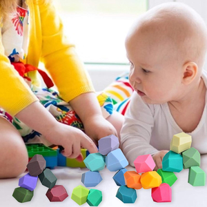 12 Pezzi Pietre Impilabili in Silicone, Giocattoli Montessori Educativi Prescolare Puzzle di Ciottoli - Product Image 6