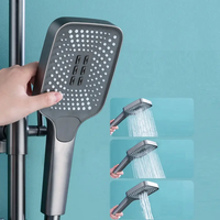 Ensemble de Douche Moderne en Laiton Chaude Froide 4 Fonctions avec Clavier de Piano Gris Anthracite pour Fixation Murale Colonne de Douche Effet Pluie