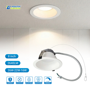 Downlight encastré en aluminium <span class=keywords><strong>pour</strong></span> intérieur, 8 pouces, 26W-22W-16W, CRI80+, IP54, LED commerciale, 110 ° Angle de faisceau 5CCT - Product Image 1