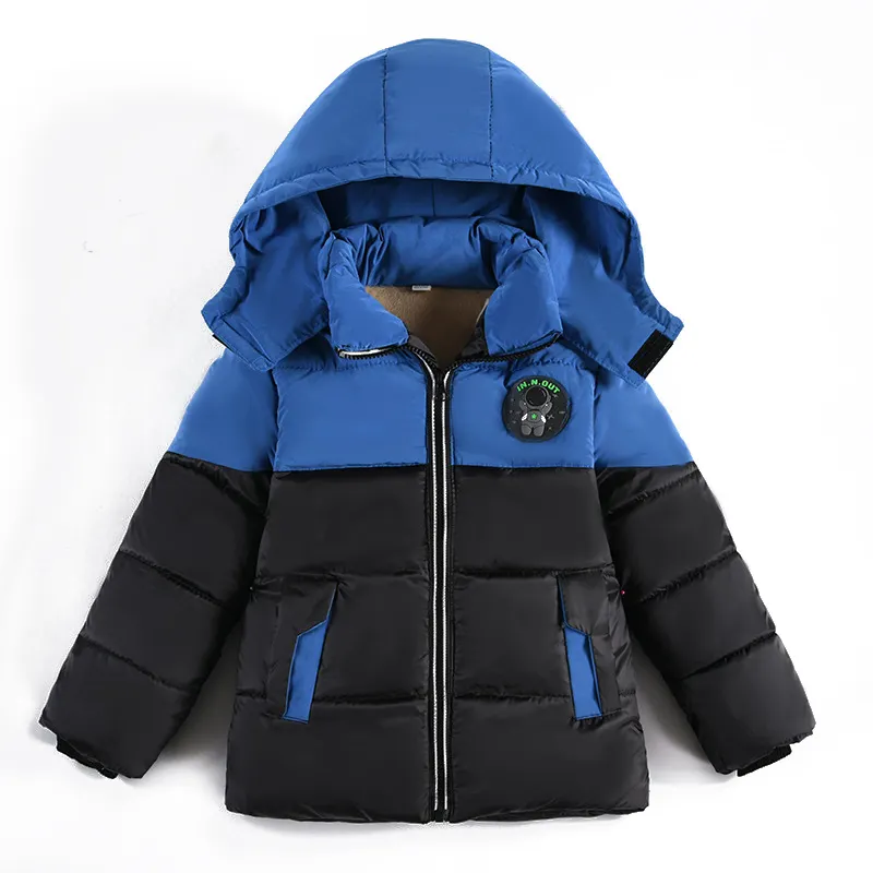 2022 नई सर्दियों बच्चे लड़कों जैकेट प्लस ऊन रखने के लिए गर्म Hooded Parkas बच्चों के कपड़े बच्चों ऊपर का कपड़ा कोट