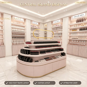Custom Pink Skin <b>Care</b> Display Cabinets Modern Cosmetics Store Layout Design LED Retail Furniture For Beauty Supply Studio - Product Image 3