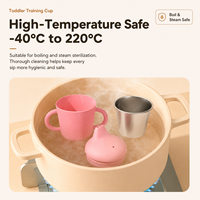 Gobelet d'apprentissage pour bébé en acier inoxydable double paroi de 150 ml avec poignées en silicone, anti-fuite, pour tout-petits