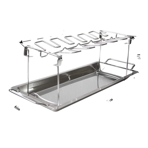 Soporte Plegable de Acero Inoxidable para Asar con 14 Ranuras para Piernas de Pollo, para Ahumador, Parrilla, Horno, Parrilla de Carbón - Accesorios para Barbacoa - Product Image 1