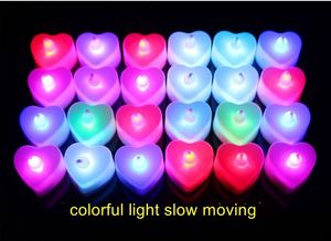 Bateria operado branco colorido Tealight amarelo Flicker flutuante Flameless <span class=keywords><strong>LED</strong></span> redondo coração dos namorados pequenas velas elétricas - Product Image 6