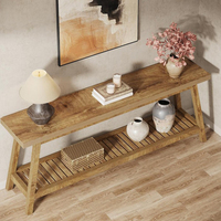 Table en bois vintage faite à la main en bois massif rustique Farmhouse Table console décorative à 2 niveaux avec coin étroit