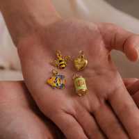 Breloque DIY YIMEILI en acier inoxydable plaqué PVD or 18 carats, émail, motifs Cœur porte-bonheur, Muguet, Poisson, Café, Gâteau, Abeille, Matcha