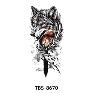 Tatuaje Temporal de Transferencia de Agua con Diseño de Lobo, Tigre y Rosa, Adhesivo Ecológico para Arte Corporal y Facial para Adultos - Product Image 5