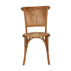 Silla Nórdica Retro de Madera Maciza con Gel Antideslizante, Patas Silenciosas y Respaldo de Ratán para Hogar, Comedor, Balcón o Villa - Product Image 3