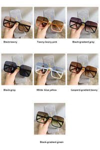 Grandi donna top alla moda occhiali da <span class=keywords><strong>sole</strong></span> mezza montatura da donna eleganti occhiali da <span class=keywords><strong>sole</strong></span> oversize quadrati di vendita calda di fascia alta coreano nero - Product Image 4