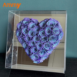AM-PFE03CAmmy Preserved Natural Rose Mirror Acrylic <strong>Gift</strong> <strong>Box</strong> Valentine's Day Love Heart Real Flowers Wedding <strong>Christmas</strong> Large - Product Image 3