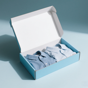 Caja de correo de envío de papel Kraft corrugado ecológico con logotipo personalizado, embalaje de exhibición en relieve con revestimiento UV para embalaje de ropa - Product Image 1