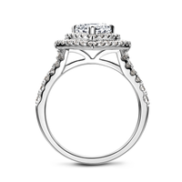 Ensemble de bagues de fiançailles et de mariage en argent sterling 925 avec zircon cubique CZ, taille poire, halo, 2 carats, pour femmes