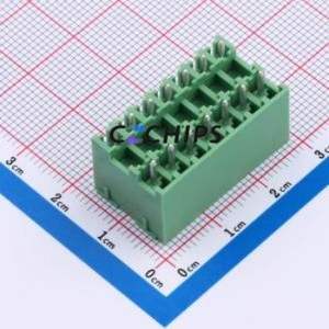 DB2EVHB-3.81-2*7P-GN Plug-in Terminal Block Through hole,P=3.81mm Connector Board-to-Board / Socket - Closed 2x7P 3.81mm Green - Product Image 2