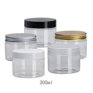Atacado Vazio 100ml 300ml 500ml pet cookie jar jar selado porca doces cosméticos frascos de plástico transparente