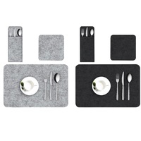 Ensemble de sets de table en feutre absorbants, antidérapants, lavables, résistants à la chaleur, avec pochette pour couverts et sous-verres