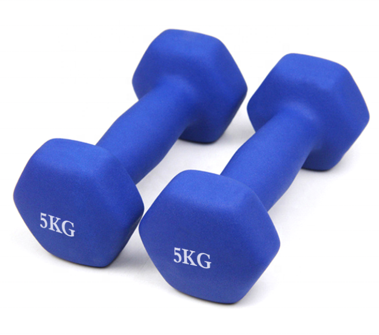 Colorful Vinyl Neoprene Coated Weight Lifting Rubber Hex Dumbbell For Gym free weights