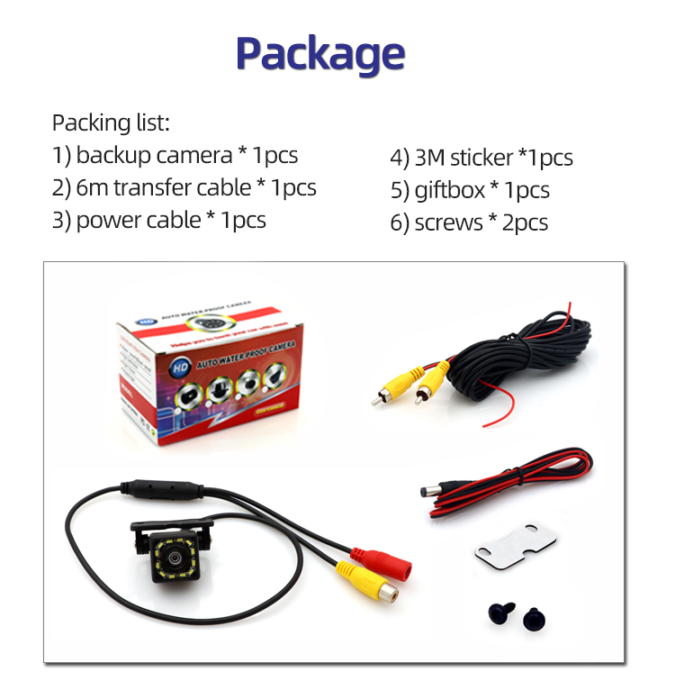 Cámara de reversa CVBS de 12 LED