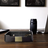 Plateau de rangement de bureau en cuir de luxe personnalisé, organiseur décoratif