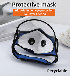 Masker Pelindung Wajah Bersepeda dengan Filter Udara dan Kacamata, Dapat Digunakan Kembali - Product Image 3