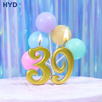 Lilin Angka Lilin Emas Kustom 2026, 0-9 Digit untuk Dekorasi Meja Dessert Pesta Ulang Tahun 5.3cm*3.2cm Gaya Elegan
