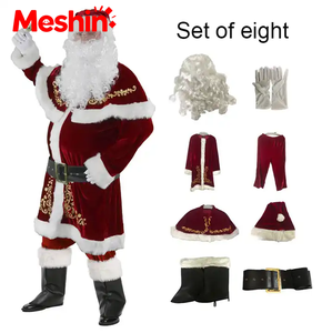 Meshin Santa Claus Suit Adult Christmas Cosplay <b>TV</b> Movie Costume Canary Velvet Fancy Set Plus Size M-6XL Xmas Party Family - Product Image 2