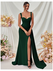 Nuevos vestidos de noche sexys de cintura alta, estilo europeo y americano, para mujer, de manga larga, con escote pronunciado. - Product Image 3