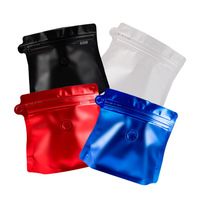 Sachet Doypack Mylar Noir Multicolore en Stock, Forme Spéciale, à Ouverture Facile, avec Valve d'Air, Qualité Alimentaire, pour Emballage de Café