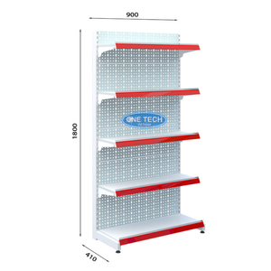 Étagère gondole à 5 niveaux perforée pour supermarché, 1,8 m, légère, avec revêtement en poudre, autoportante, verticale - Product Image 1