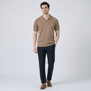 Suéter de Punto 100% Algodón para Hombre, Manga Corta, Estampado, Antiarrugas, Estilo Vintage, Informal de Verano - Product Image 1