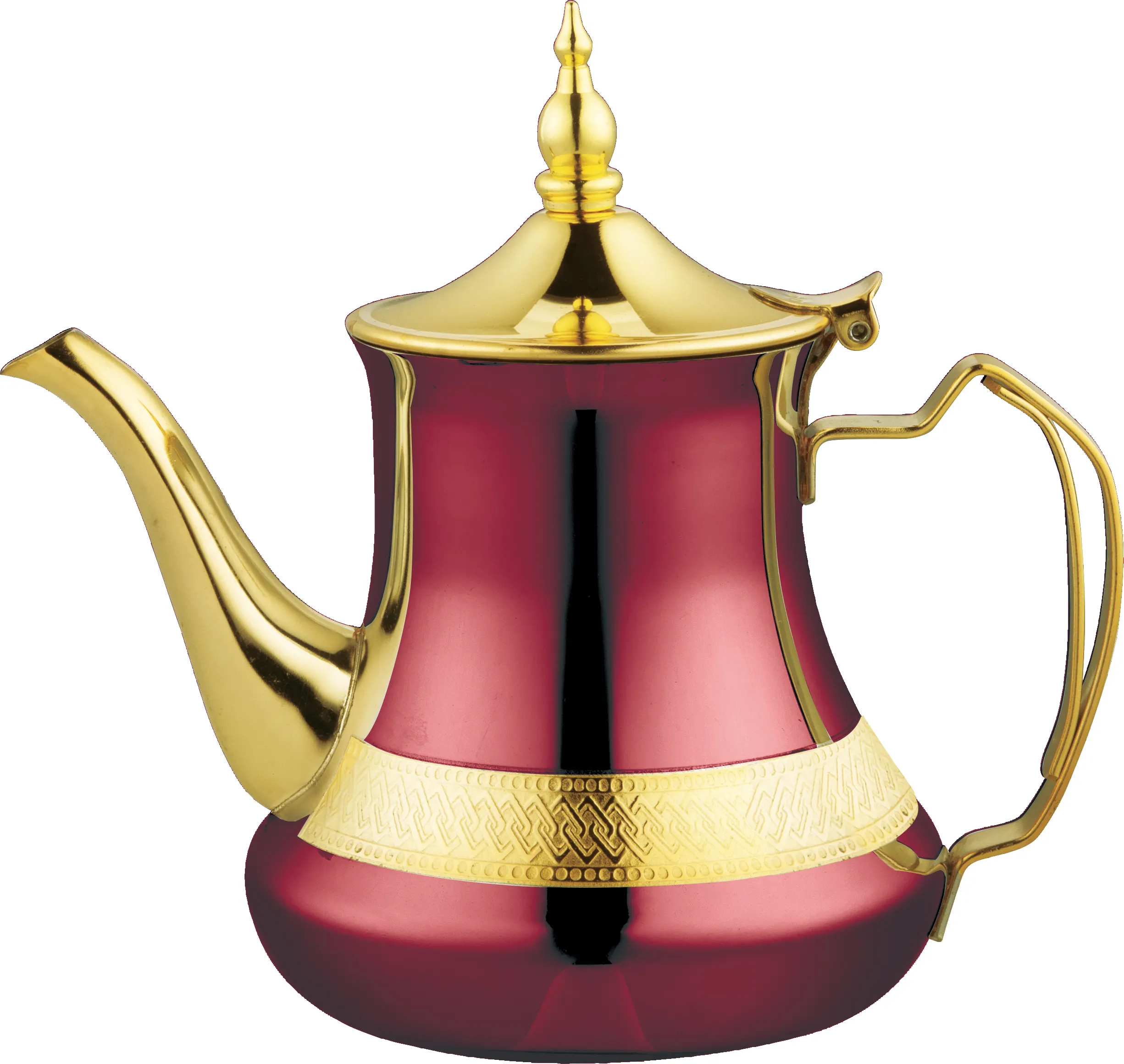 Ketel teh emas baja tahan karat Dekorasi teko kopi teko teh Arab Turki Maroko ketel teh dengan pegangan