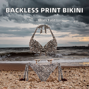 New Women's 1-Piece High Cut Backless Triangle <b>Bikini</b> <b>Set</b> Ruffles Beading Quick-Drying <b>Plus</b> <b>Size</b> Summer Sexy Swimsuit Print - Product Image 2