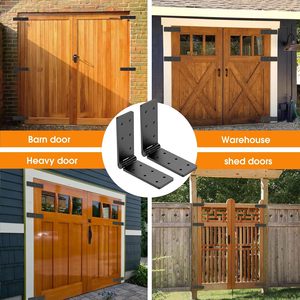 Charnière de portail robuste en acier inoxydable réglable noire pour porte de grange, abri de jardin extérieur en bois - Product Image 4