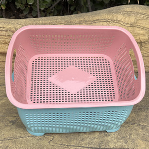 <b>Rectangular</b> Plastic Storage <b>Basket</b> With Handles Mixed Color PP Material For Neatening And Storage - Product Image 2